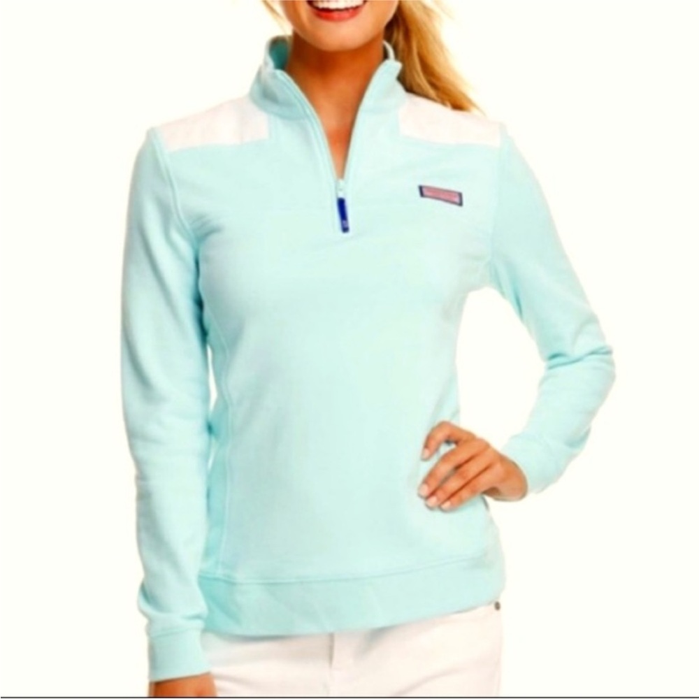 Vineyard Vines Women's Light Aqua Quarter-Zip Pullover